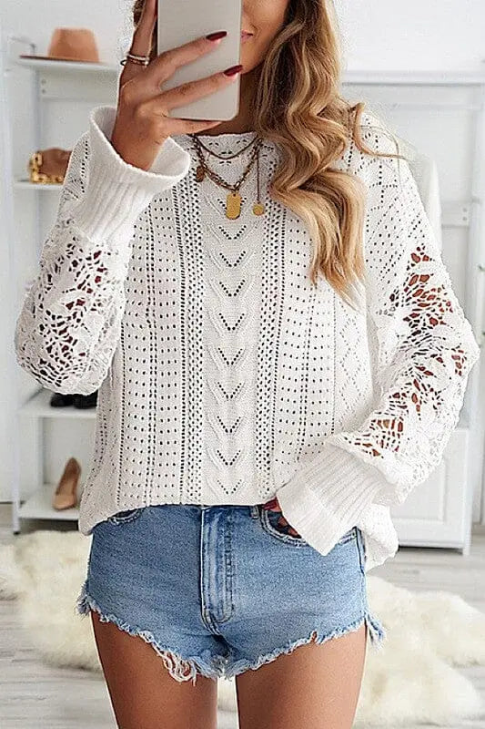 Lacey long sleeve top Miss Sparkling white S