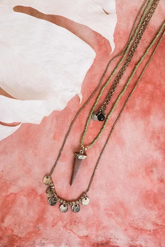 Layered Point Pendant Boho Necklace Leto Accessories Antique Gold One Size