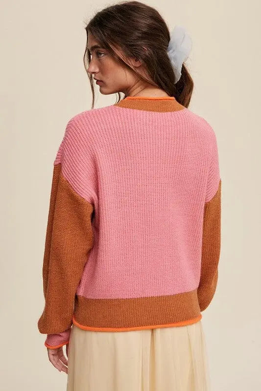 Listicle Color Block Ribbed Knit Sweater color block sweater Listicle