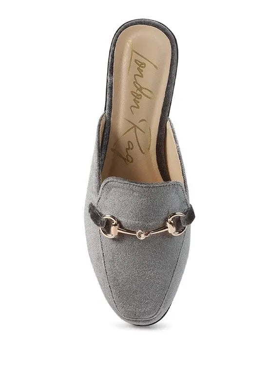 London & Rag Velvet Buckled Mules flat velvet mules Rag Company
