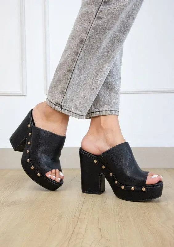 Maker's Shoes Khloe Doll Heels thick heel Maker's Shoes Black 6