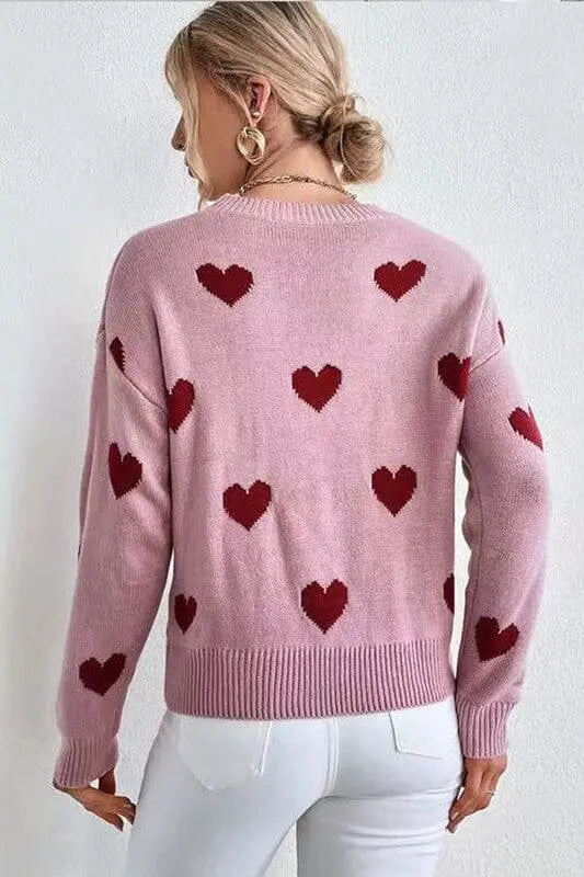 Miss Sparkling V-Day Heart Sweater all over heart sweater Miss Sparkling