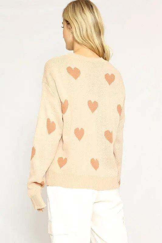 Miss Sparkling V-Day Heart Sweater all over heart sweater Miss Sparkling