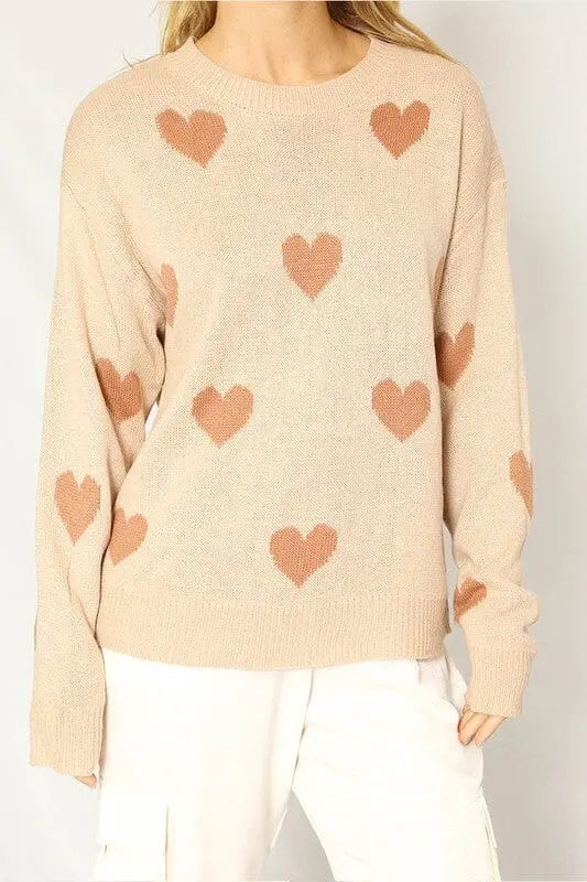 Miss Sparkling V-Day Heart Sweater all over heart sweater Miss Sparkling