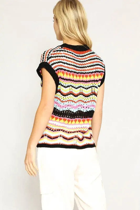 Multicolored crochet knit vest Miss Sparkling