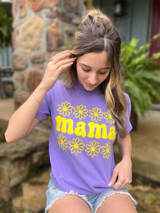 Neon Daisy Mama Tee - Violet mama floral graphic tee Poet Street Boutique Violet S 