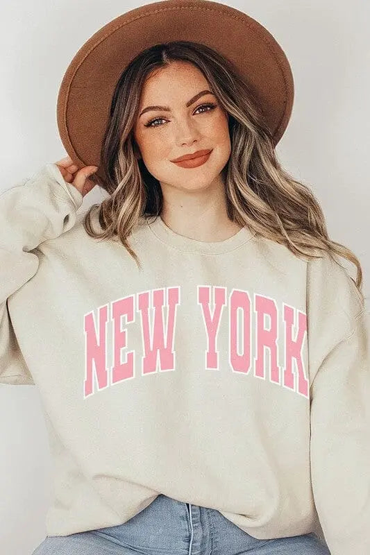 New York Oversized Graphic Sweatshirt graphic sweatshirt Poet Street SAND S
