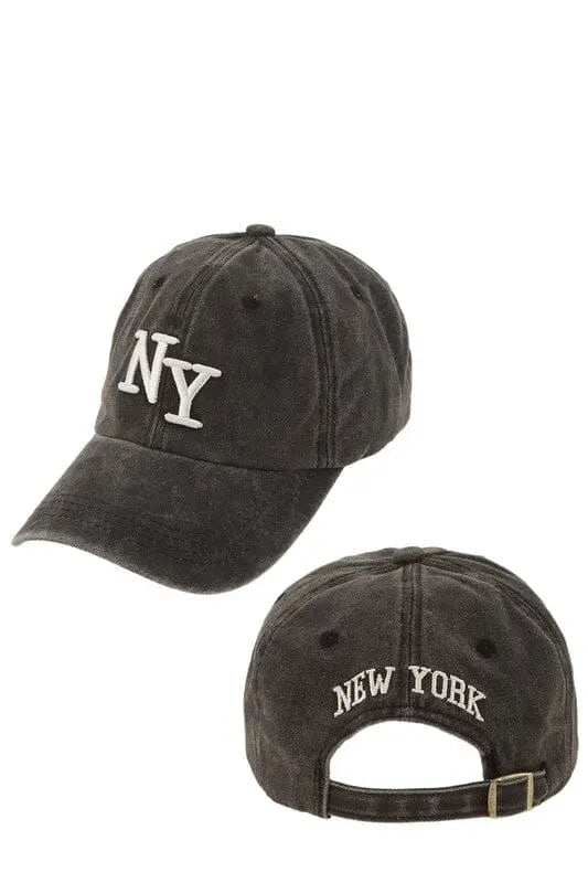 NY Embroidered Baseball Hat NY baseball hat Poet Street Boutique CHARCOAL OS