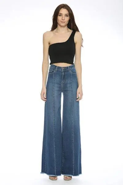 O2 One Shoulder Crop Tank one shouder tank O2 Denim