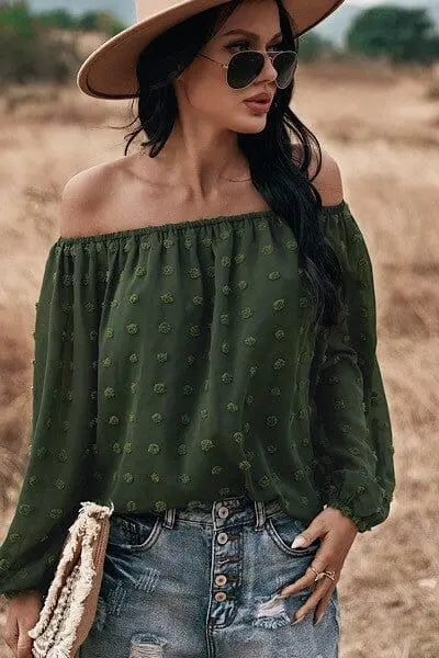 Off Shoulder Dotted Top Off shoulder dotted top Miss Sparkling Green S