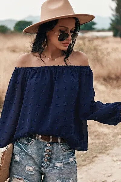 Off Shoulder Dotted Top Off shoulder dotted top Miss Sparkling Navy S