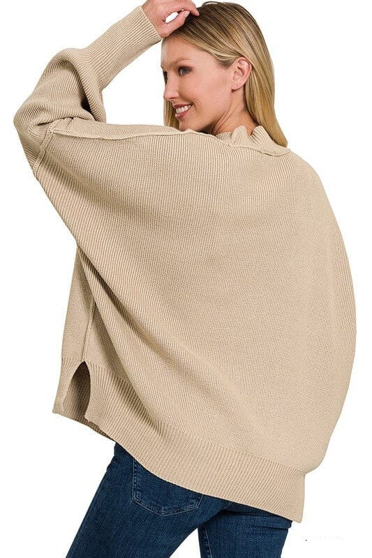 Oversized Side Spilt Hem Sweater oversized sweater ZENANA