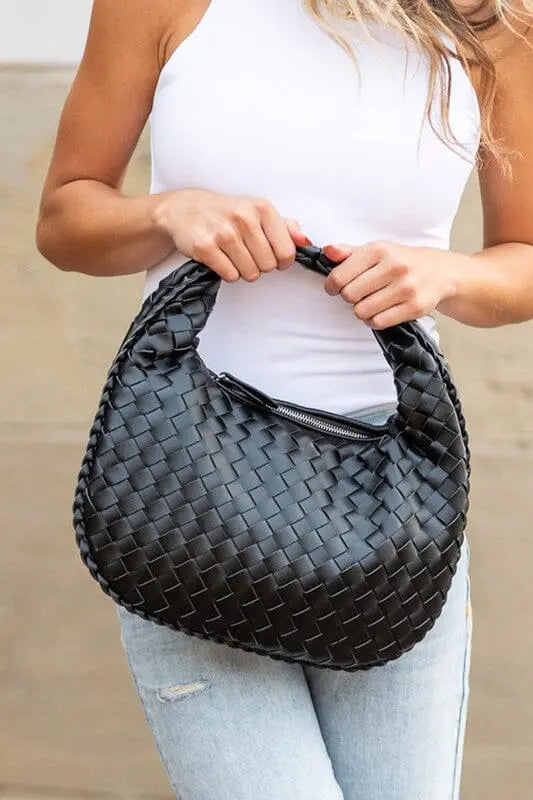 Paige Woven Handbag Aili's Corner Black OneSize