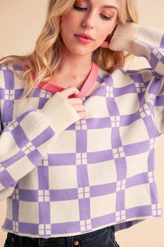 Pam Plaid Sweater Aemi + Co