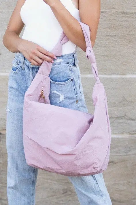 Piper Oversized Nylon Carryall Messenger nylon messenger bag Poet Street Boutique Pale Mauve OneSize