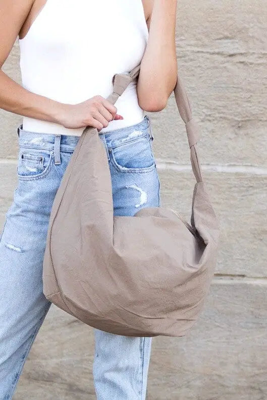 Piper Oversized Nylon Carryall Messenger nylon messenger bag Poet Street Boutique Pebble OneSize