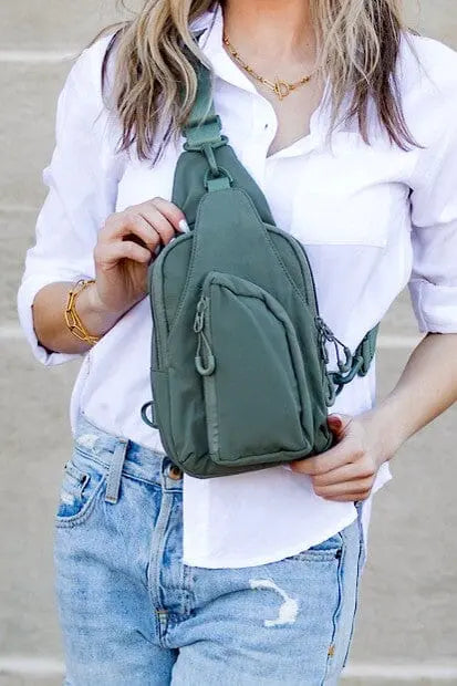 Pippa Nylon Sling Bag nylon sling bag Poet Street Boutique Eucalyptus OneSize