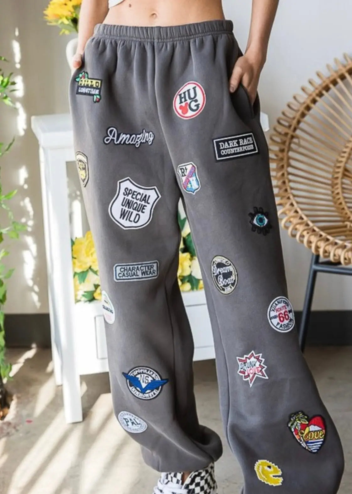 **PRE-ORDER**Jade By Jane Patchwork Sweatpants patchwork joggers Poet Street Boutique