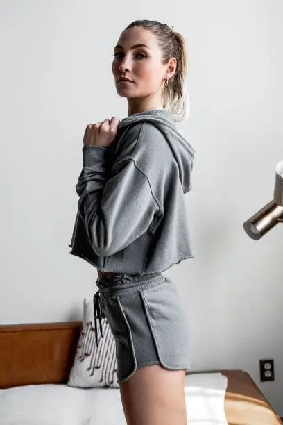 Raw Edges Cropped Hoodie and Short Set hoodie and short set Hope Horizon