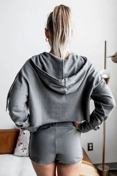 Raw Edges Cropped Hoodie and Short Set hoodie and short set Hope Horizon