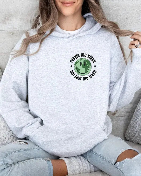Recycle the Vibes Not Just The Trash Hoodie graphic hoodie Poet Street Boutique Ash S