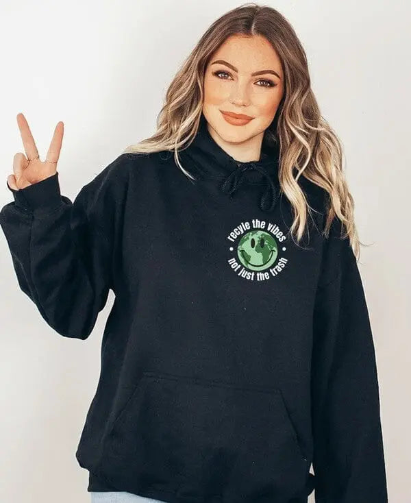 Recycle the Vibes Not Just The Trash Hoodie graphic hoodie Poet Street Boutique Black S