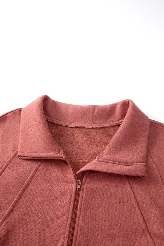 Ribbed 1/2 Zip Thumbhole Sleeve Sweatshirt 1/2 zip sweatshirt Poet Street Boutique