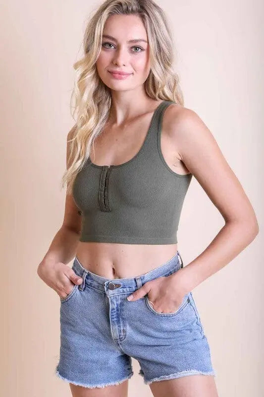 Ribbed Hook + Eye Crop Brami hook and eye brami crop tank Poet Street Boutique