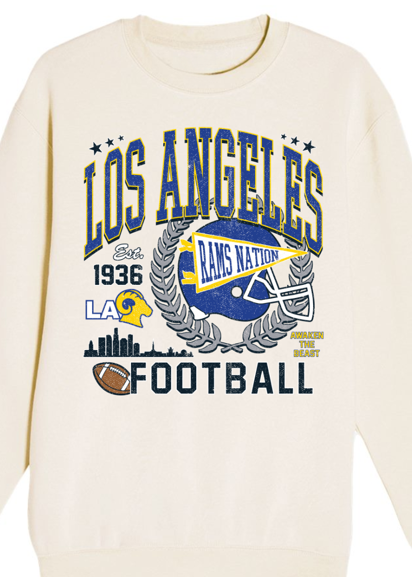 Los Angeles Football Sweatshirt | LA Rams Game Day Crewneck