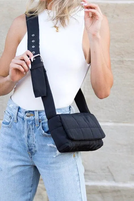 Selma Foldover Puffer Crossbody Aili's Corner Black OneSize
