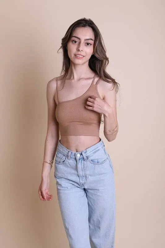 Shoulder Strap Brami Top cropped brami Poet Street Boutique Mocha XS/S
