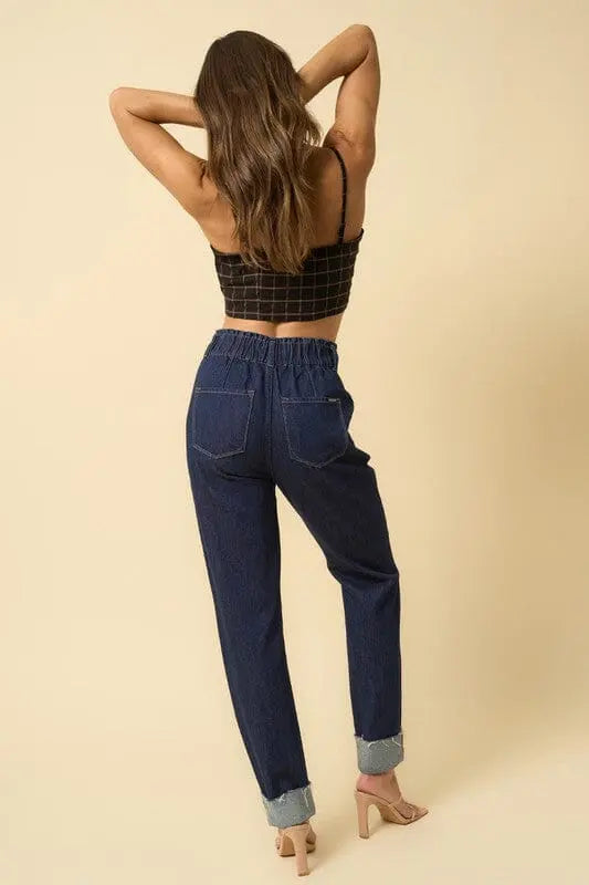 SHR Roll Up Slouch Jeans elastic waist jeans Denim Lab USA