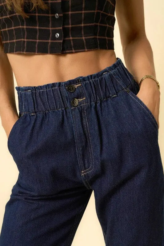 SHR Roll Up Slouch Jeans elastic waist jeans Denim Lab USA