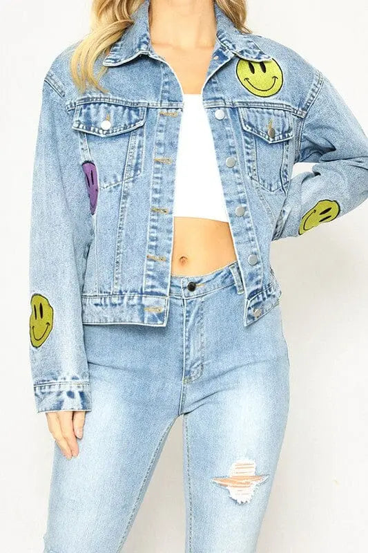 Smiley Denim Jacket Miss Sparkling