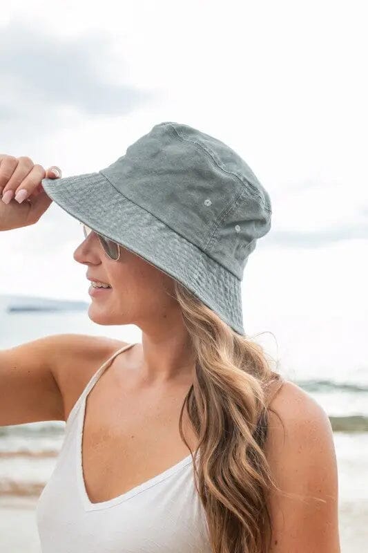 Solid Distressed Bucket Hat Aili's Corner Gray OneSize