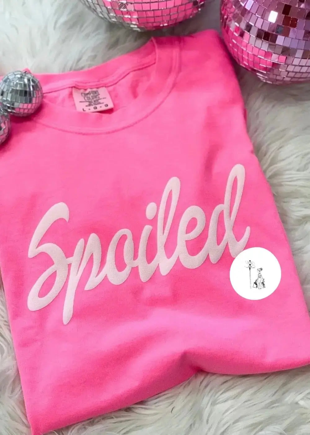Spoiled Puff Print Graphic Tee graphic tee Poet Street Boutique Barbie Pink Small