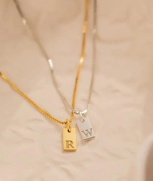 Stamped Initial Necklace initial stamped necklace Poet Street Boutique