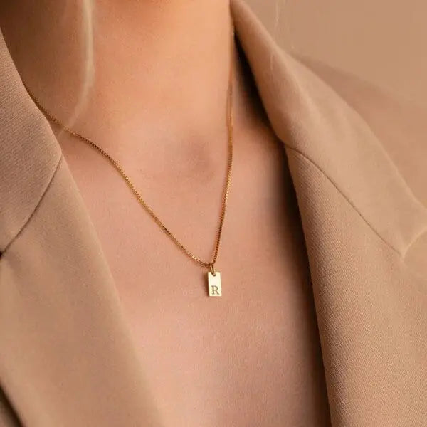 Stamped Initial Necklace initial stamped necklace Poet Street Boutique