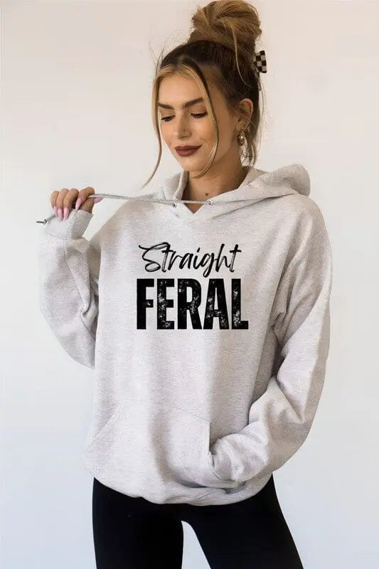 Straight Feral Graphic Hoodie Straight Feral hoodie Poet Street Boutique Oatmeal Heather L