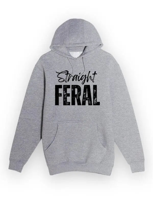 Straight Feral Graphic Hoodie Straight Feral hoodie Poet Street Boutique Oxford Grey L