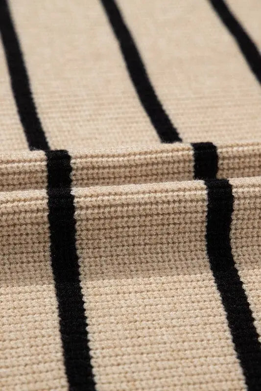 Stripe Side Pockets Open Front Cardigan SHEWIN INC.
