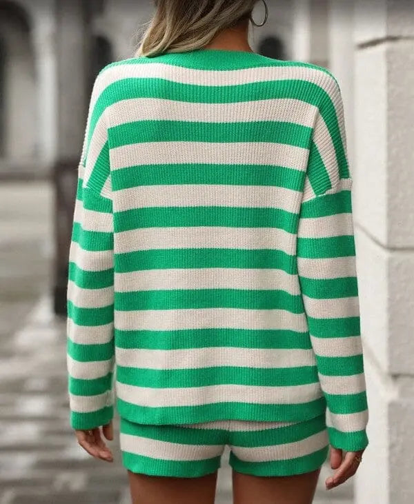 Striped long sleeve 2 piece set Miss Sparkling GREEN MULTI S