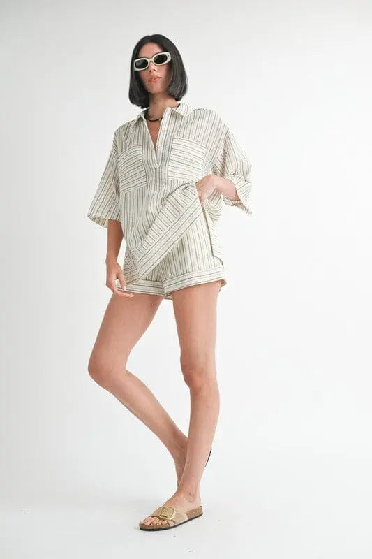 STRIPPED SHORTS WITH WAIST TIE Emory Park