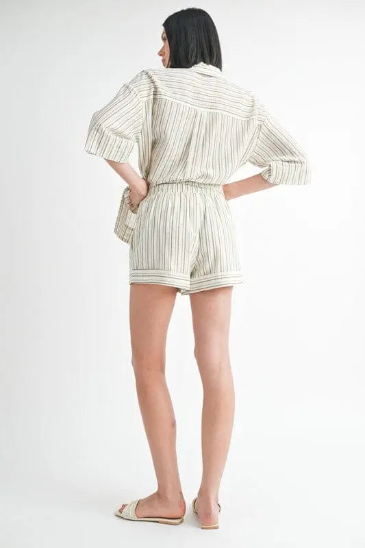 STRIPPED SHORTS WITH WAIST TIE Emory Park