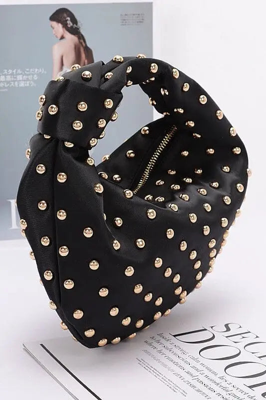 Studded Top Knotted Handle Soft Clutch Artini Accessories