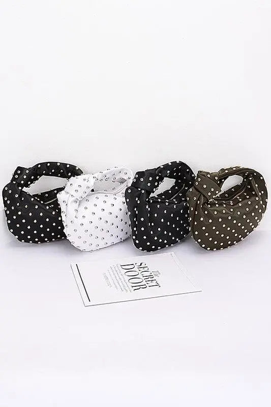 Studded Top Knotted Handle Soft Clutch Artini Accessories