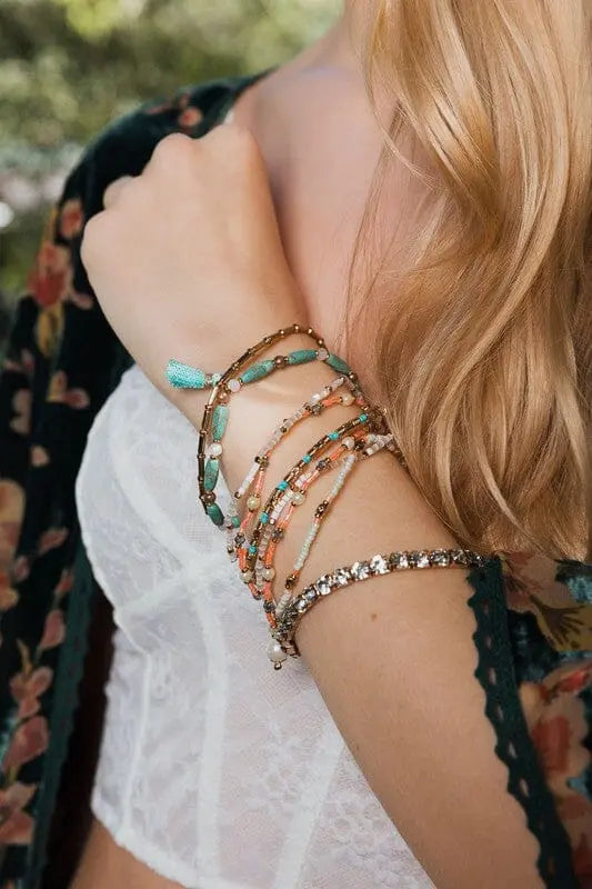 Sweet Pastel Studded Beads Layered Bracelet Leto Accessories