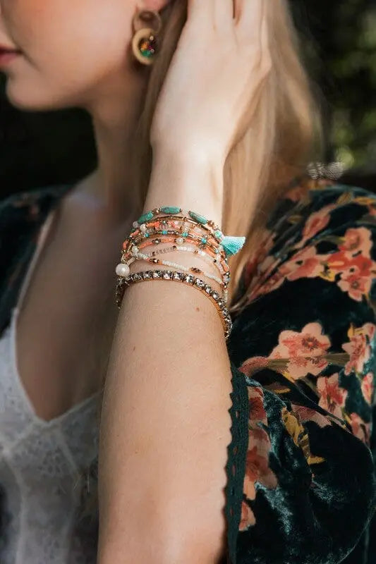 Sweet Pastel Studded Beads Layered Bracelet Leto Accessories