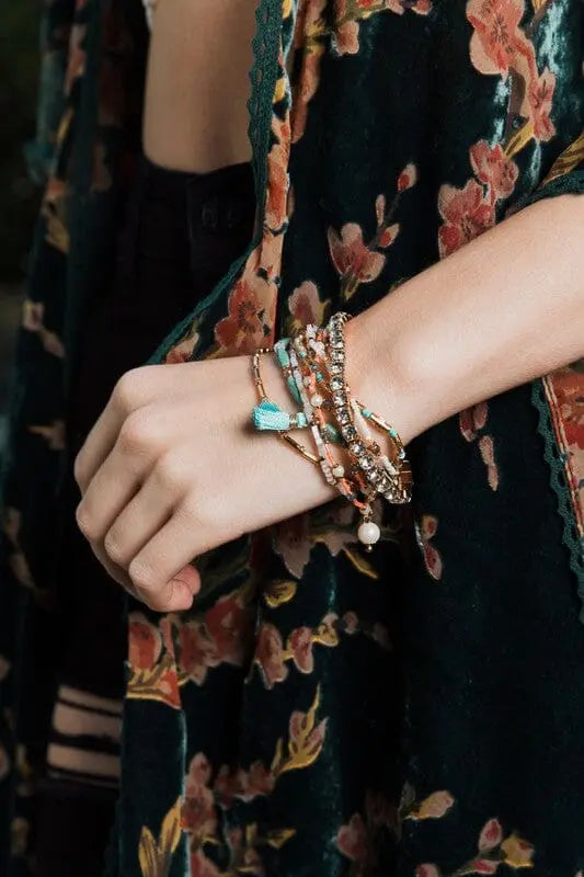 Sweet Pastel Studded Beads Layered Bracelet Leto Accessories