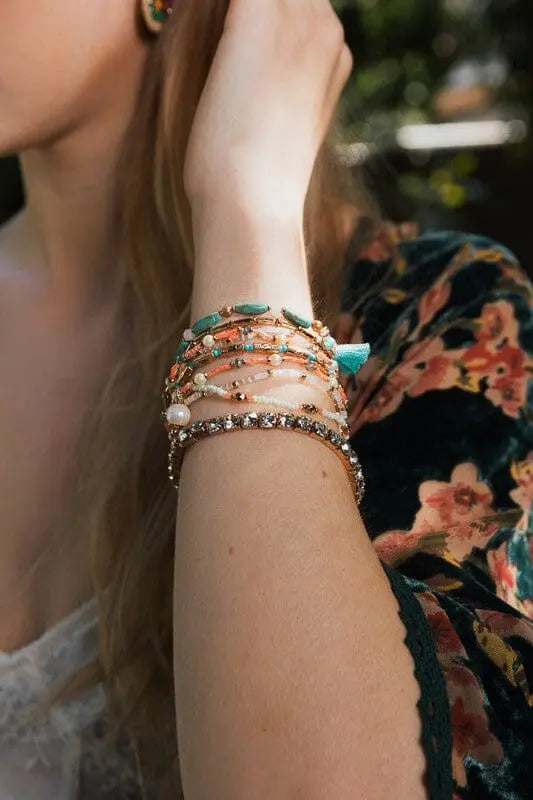 Sweet Pastel Studded Beads Layered Bracelet Leto Accessories Multi OS